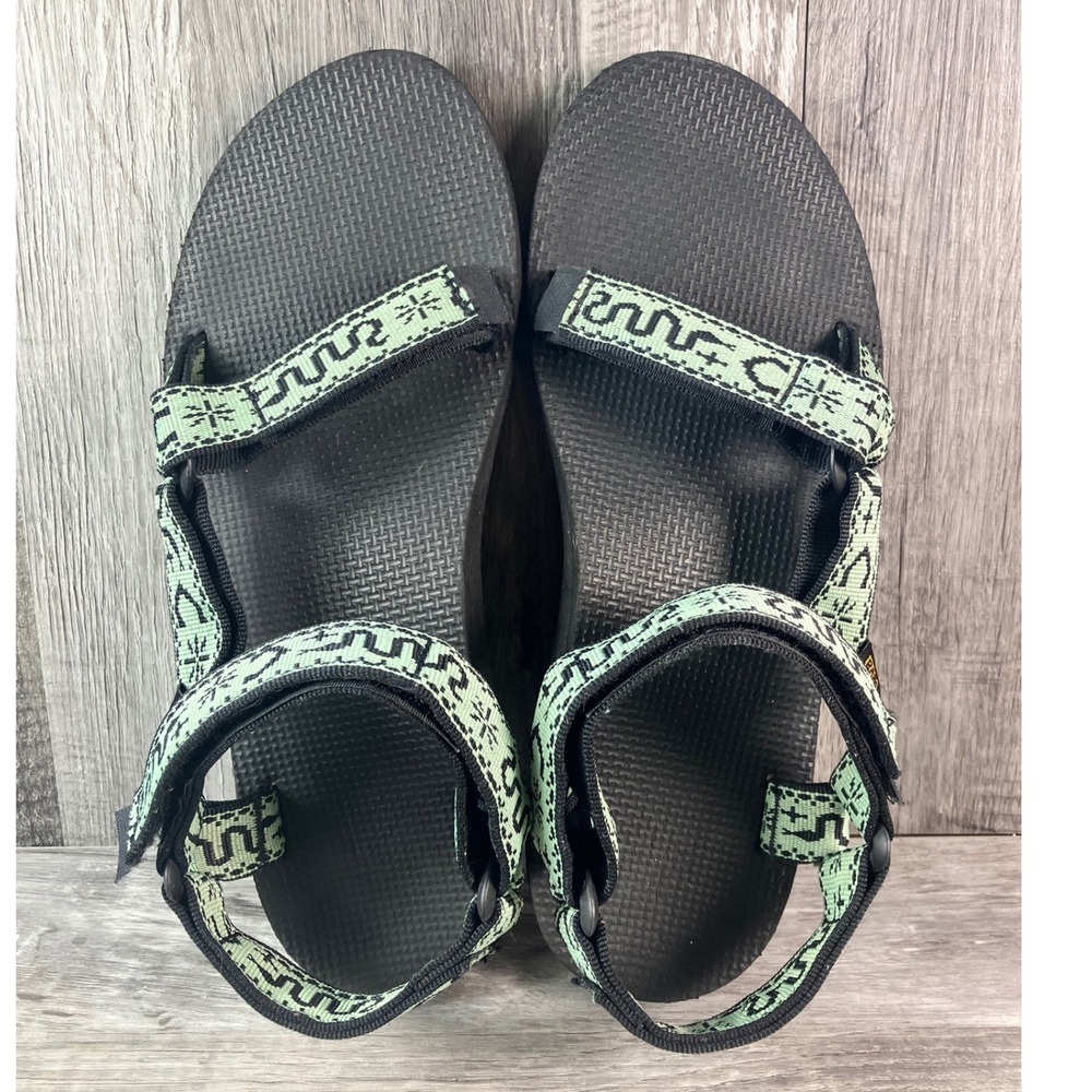 Teva Original Universal Green Black Geometric Sandals 1003987 Womens 9 Mens 7 - Picture 6 of 7
